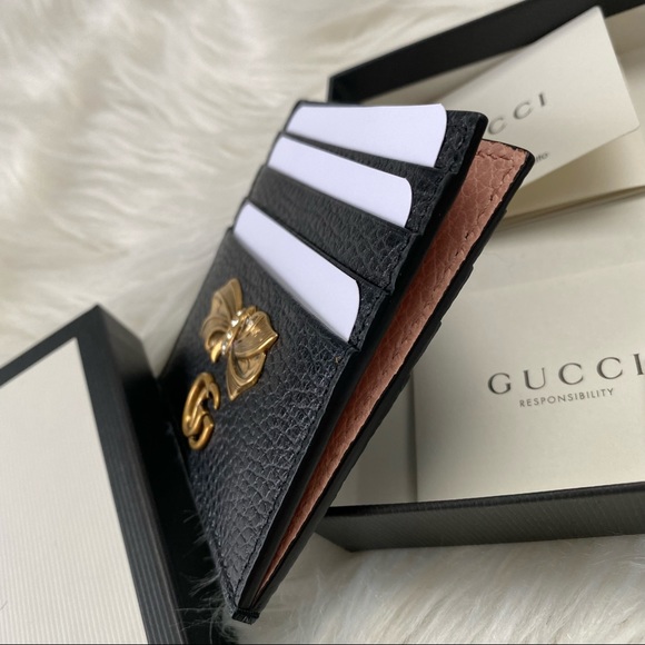 NEW GUCCI Leather Card Case With Bow - Picture 6 of 9